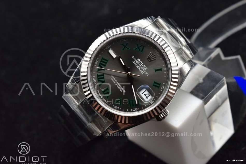 Oyster 904L Green Edition Bracelet 41 HighPerformance 590 Roman Gray DateJust on 126330 Best 1:1 VS SS Dial VSF 1023